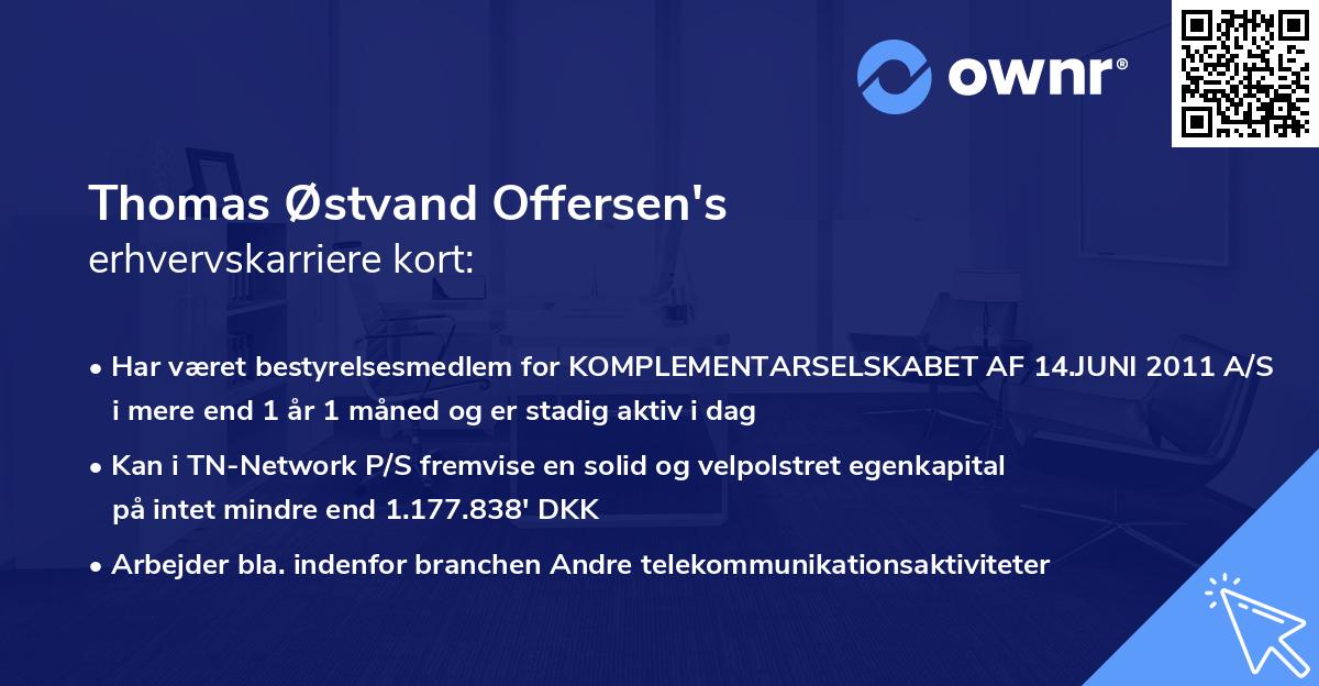 Thomas Østvand Offersen's erhvervskarriere kort