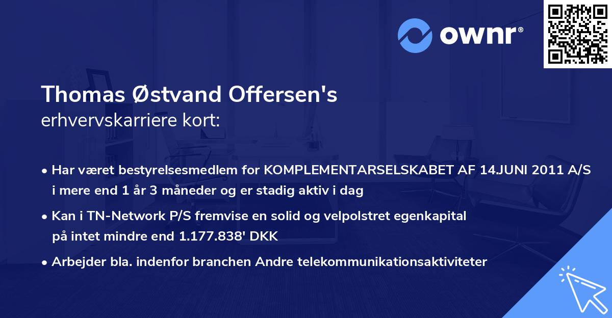 Thomas Østvand Offersen's erhvervskarriere kort
