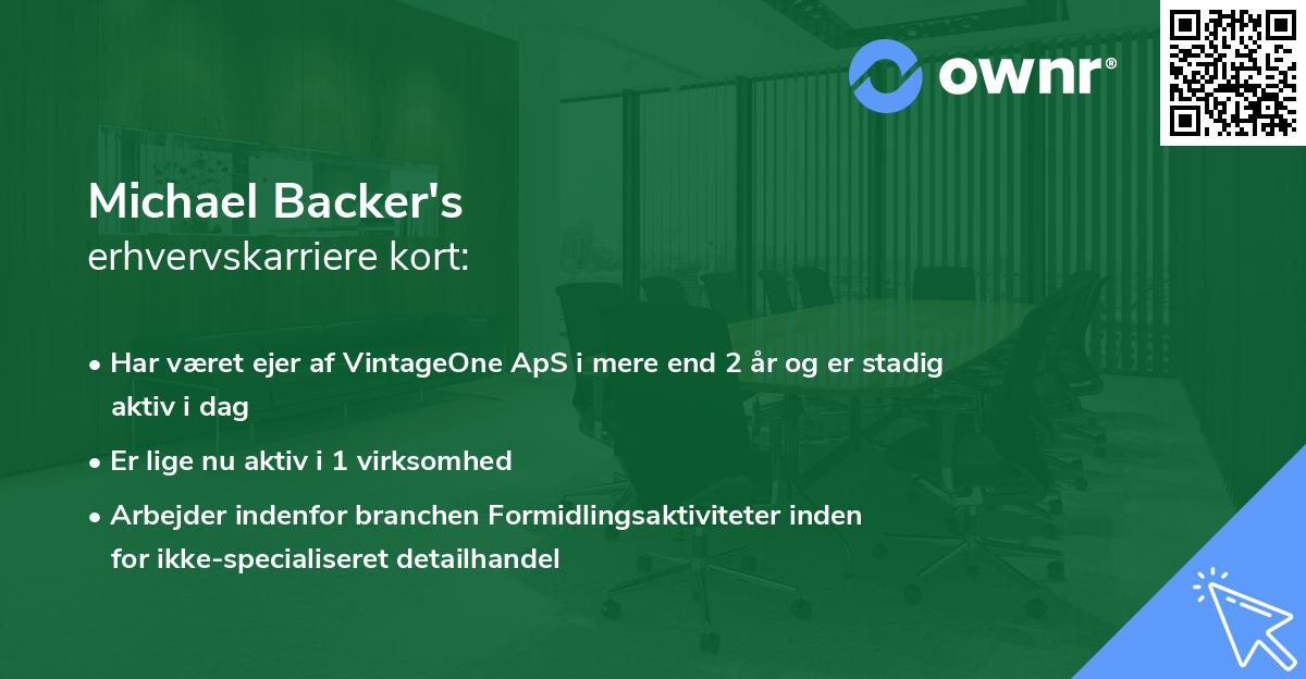 Michael Backer's erhvervskarriere kort