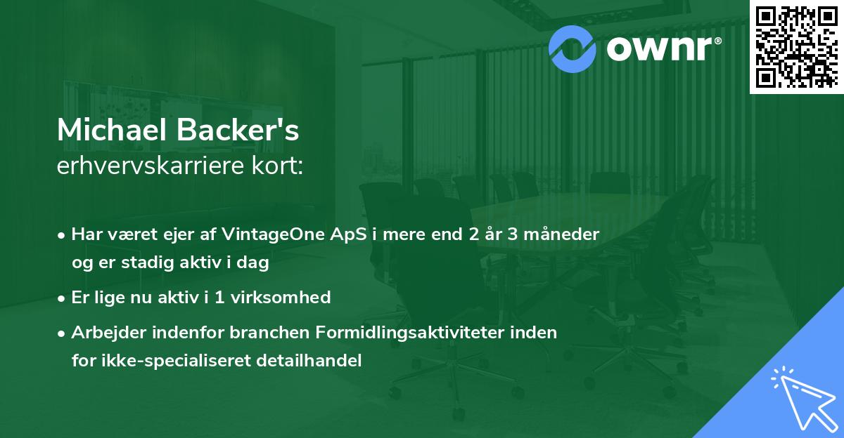 Michael Backer's erhvervskarriere kort
