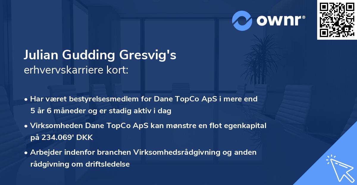 Julian Gudding Gresvig's erhvervskarriere kort