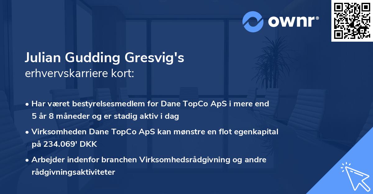 Julian Gudding Gresvig's erhvervskarriere kort