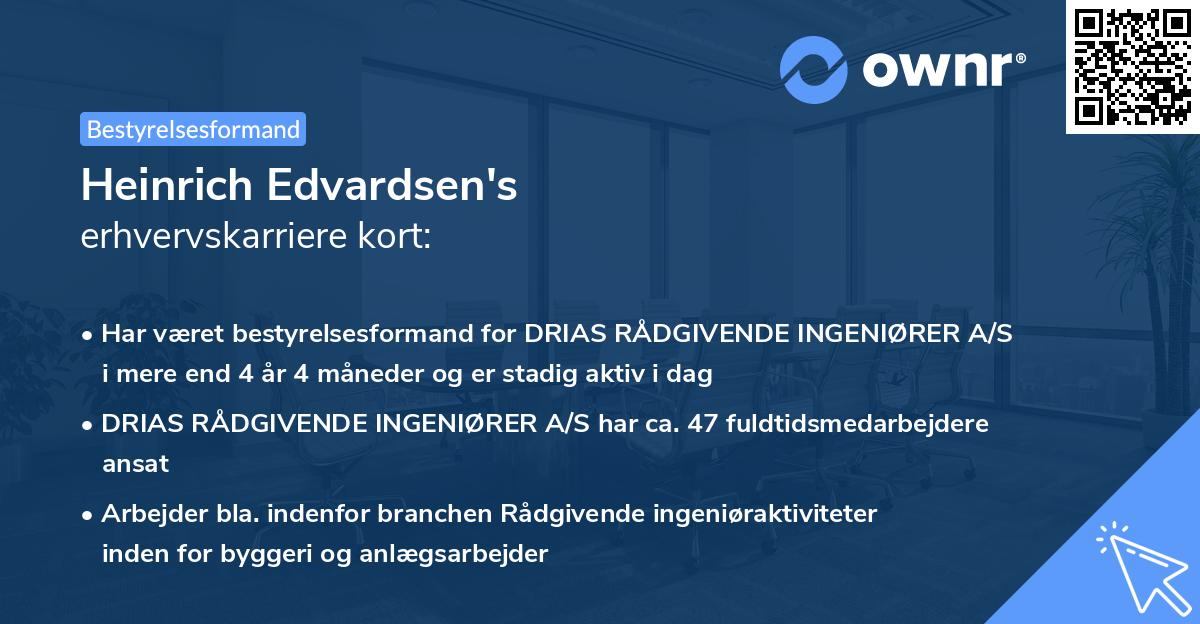 Heinrich Edvardsen's erhvervskarriere kort