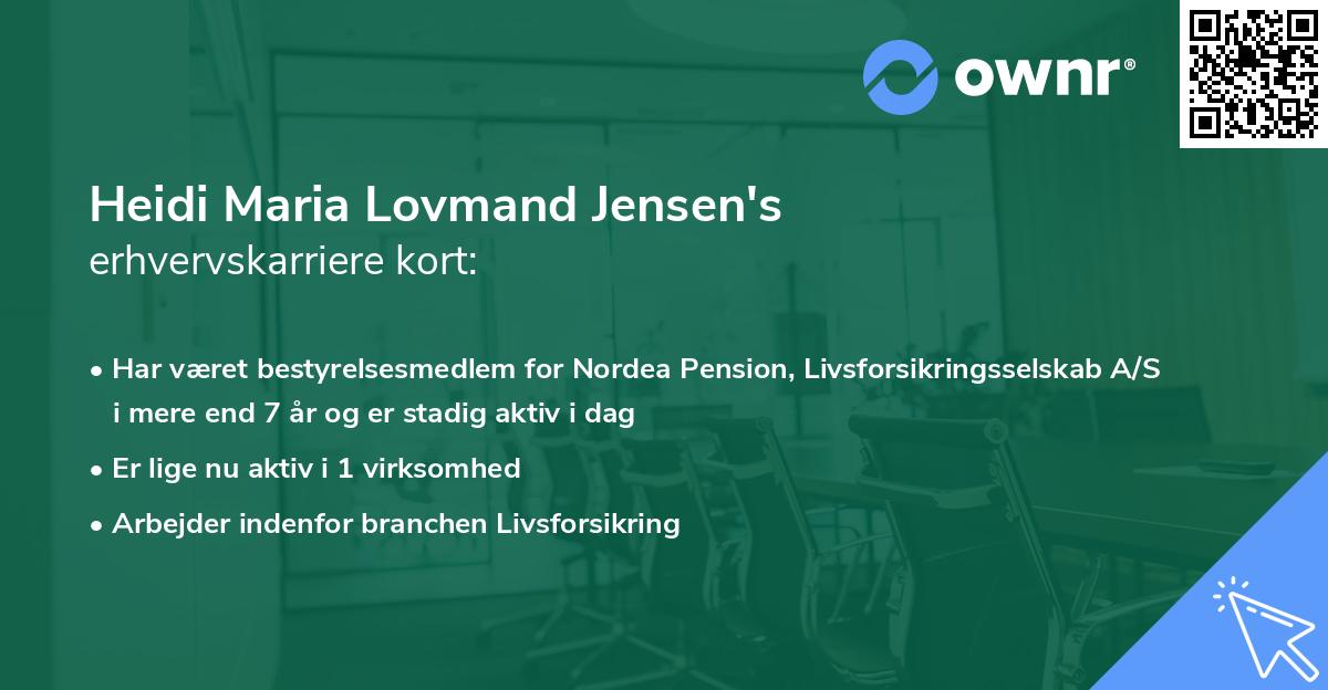 Heidi Maria Lovmand Jensen's erhvervskarriere kort