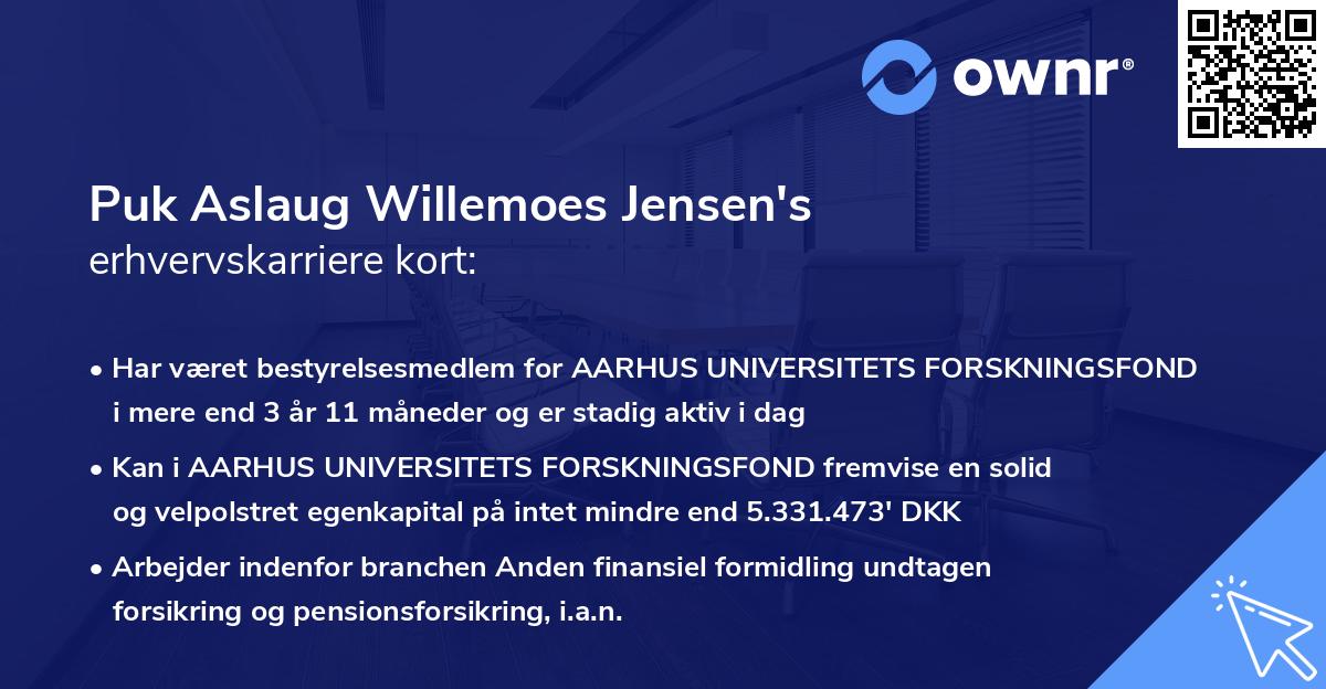 Puk Aslaug Willemoes Jensen's erhvervskarriere kort
