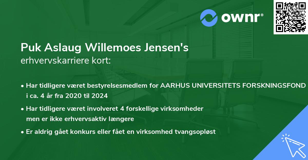 Puk Aslaug Willemoes Jensen's erhvervskarriere kort