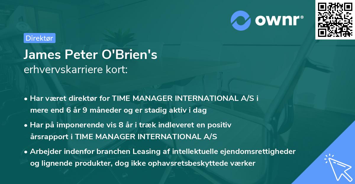 James Peter O'Brien's erhvervskarriere kort