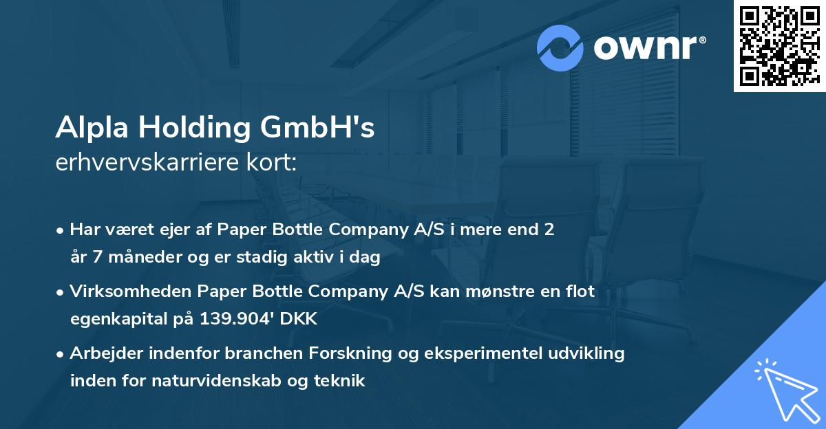 Alpla Holding GmbH's erhvervskarriere kort