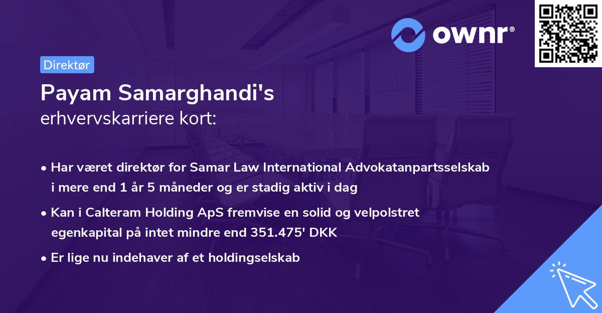 Payam Samarghandi's erhvervskarriere kort