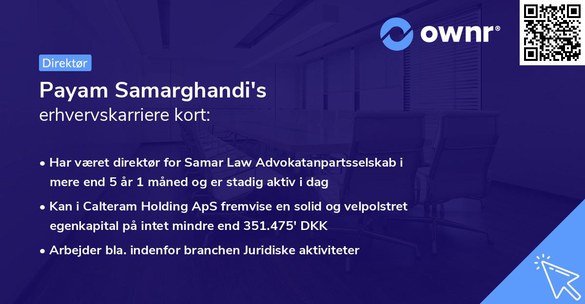 Payam Samarghandi's erhvervskarriere kort