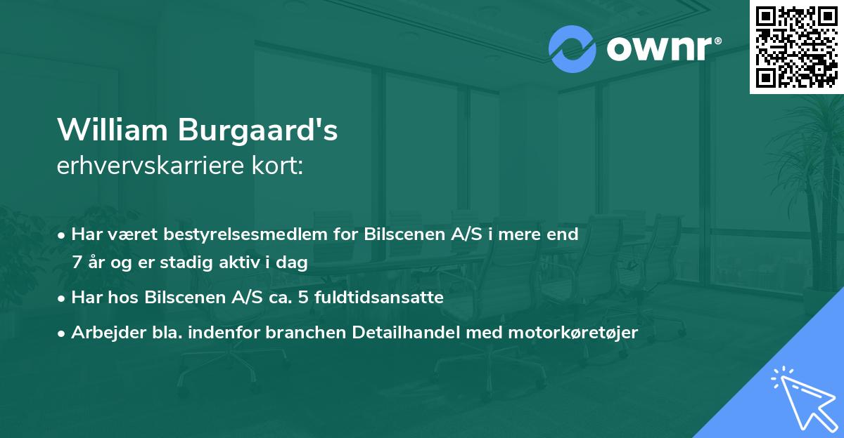 William Burgaard's erhvervskarriere kort