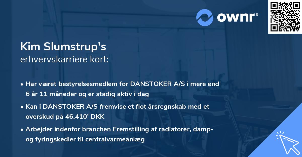 Kim Slumstrup's erhvervskarriere kort