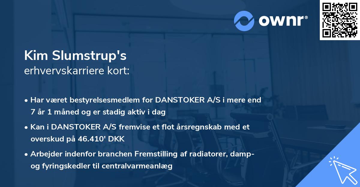 Kim Slumstrup's erhvervskarriere kort