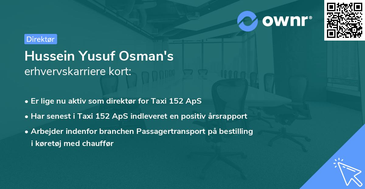 Hussein Yusuf Osman's erhvervskarriere kort