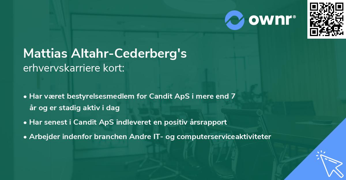 Mattias Altahr-Cederberg's erhvervskarriere kort
