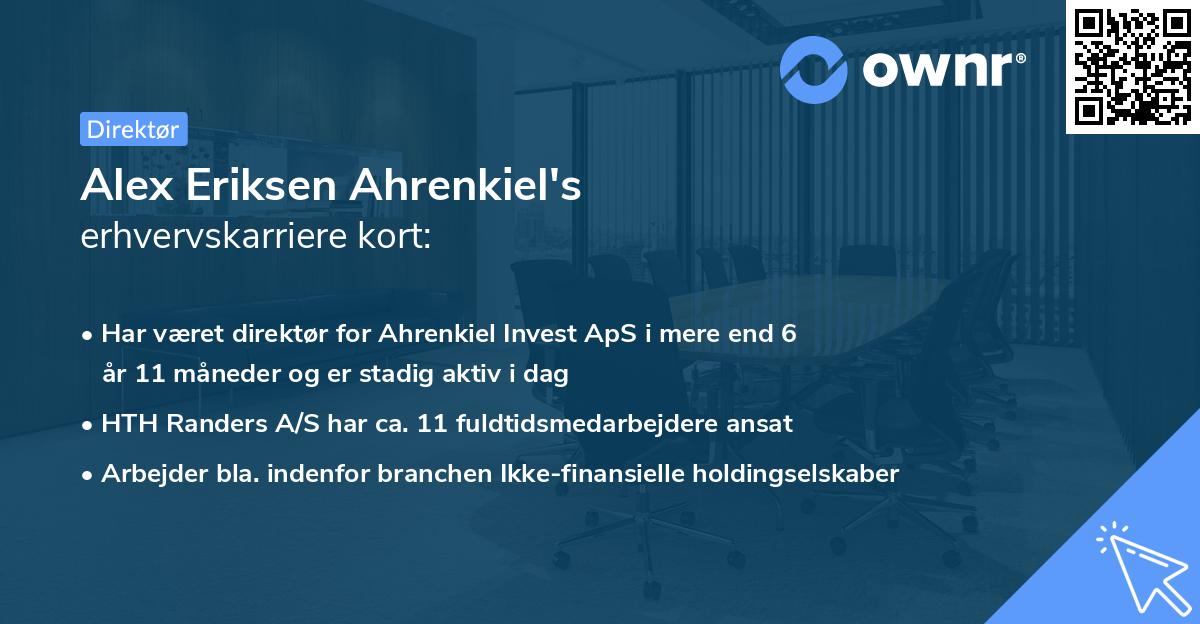 Alex Eriksen Ahrenkiel's erhvervskarriere kort