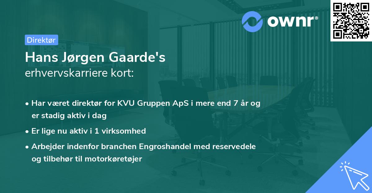 Hans Jørgen Gaarde's erhvervskarriere kort