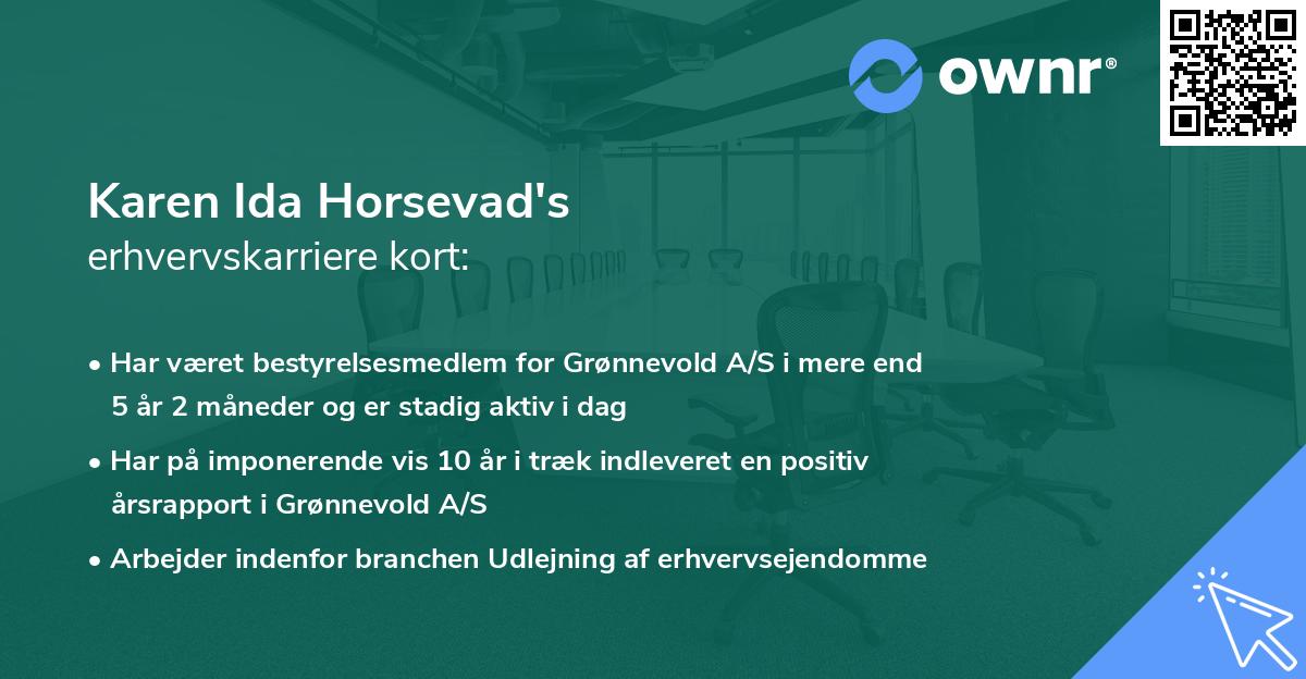 Karen Ida Horsevad's erhvervskarriere kort