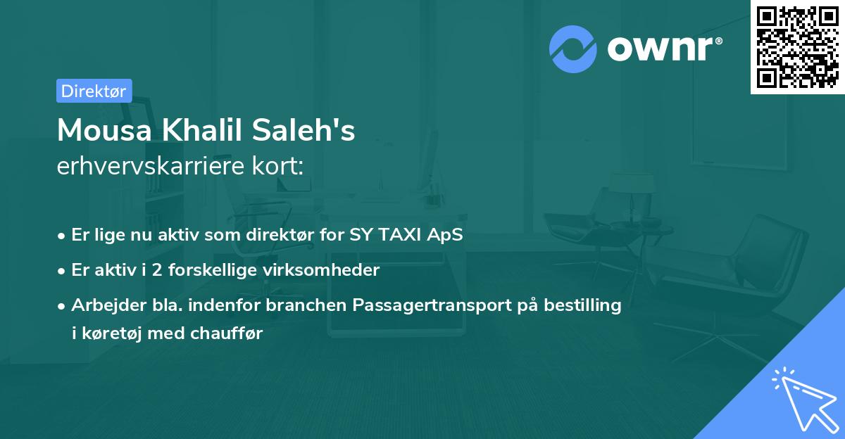 Mousa Khalil Saleh's erhvervskarriere kort