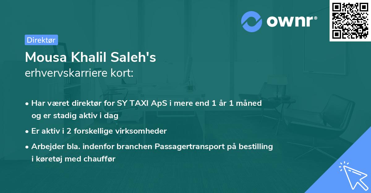 Mousa Khalil Saleh's erhvervskarriere kort