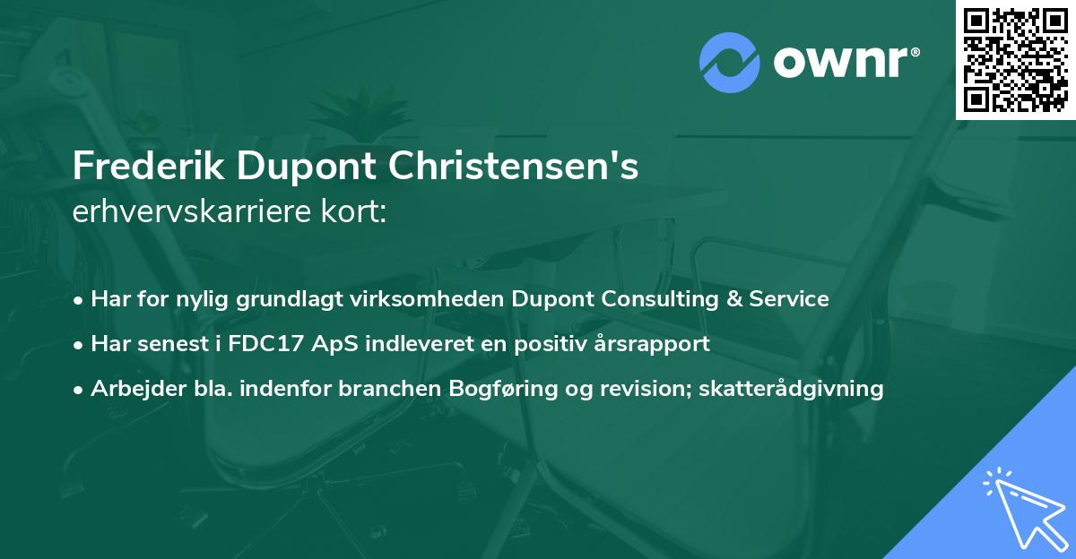 Frederik Dupont Christensen's erhvervskarriere kort