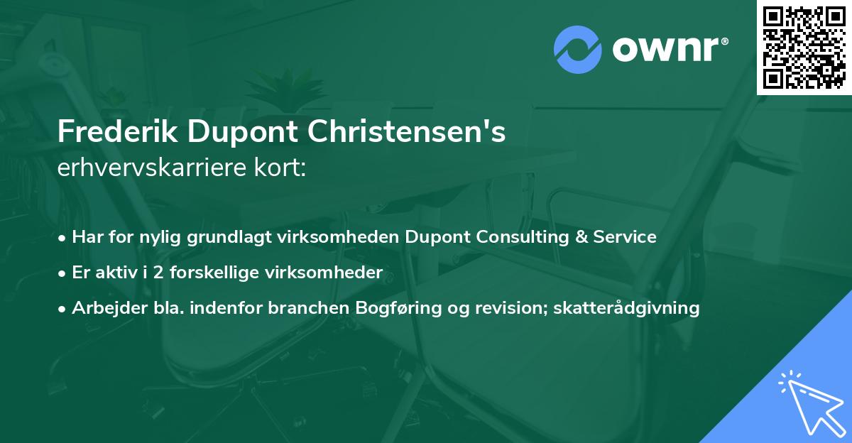Frederik Dupont Christensen's erhvervskarriere kort