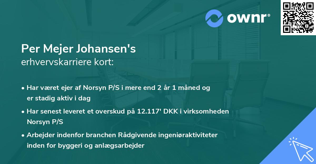 Per Mejer Johansen's erhvervskarriere kort