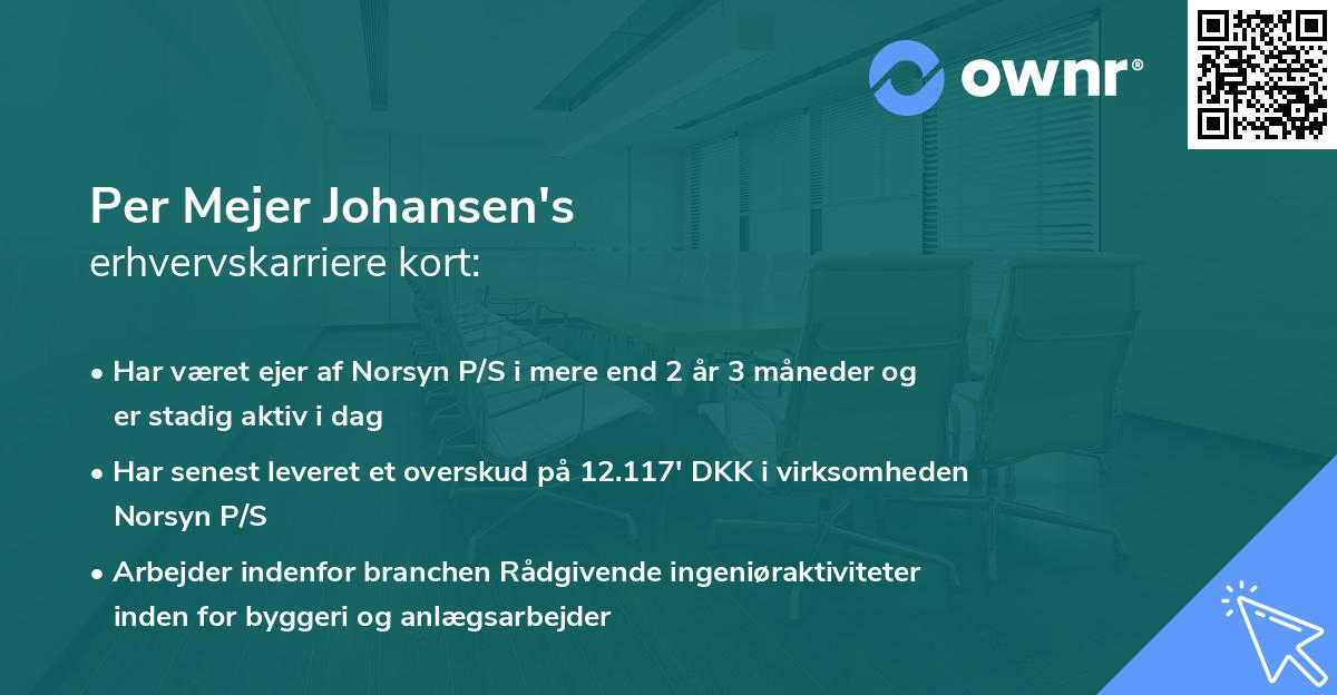 Per Mejer Johansen's erhvervskarriere kort