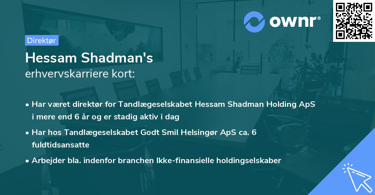 Hessam Shadman's erhvervskarriere kort