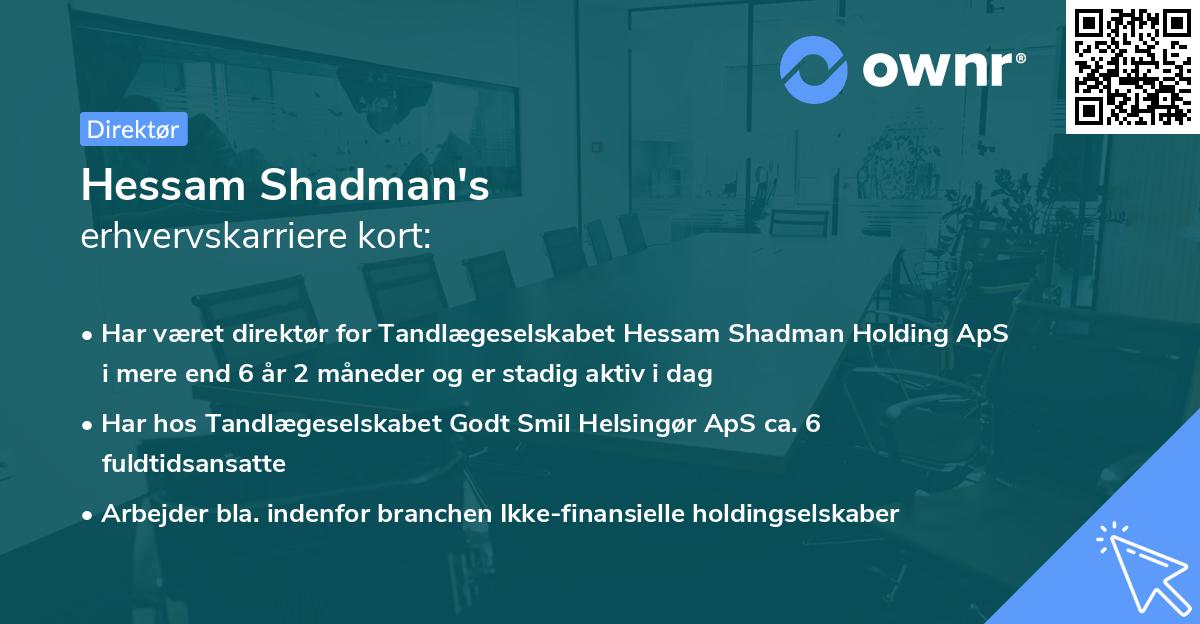 Hessam Shadman's erhvervskarriere kort