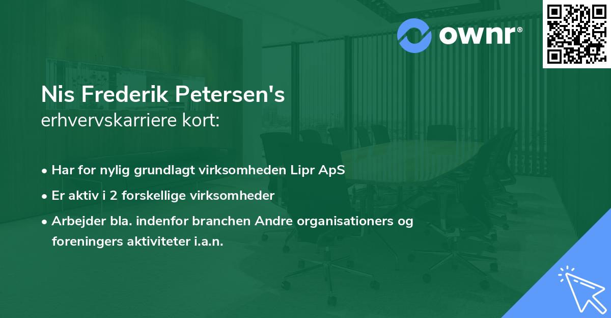 Nis Frederik Petersen's erhvervskarriere kort