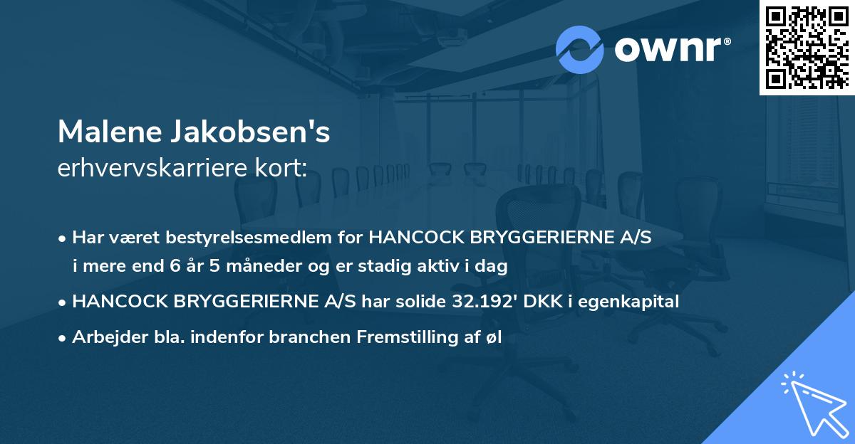 Malene Jakobsen's erhvervskarriere kort