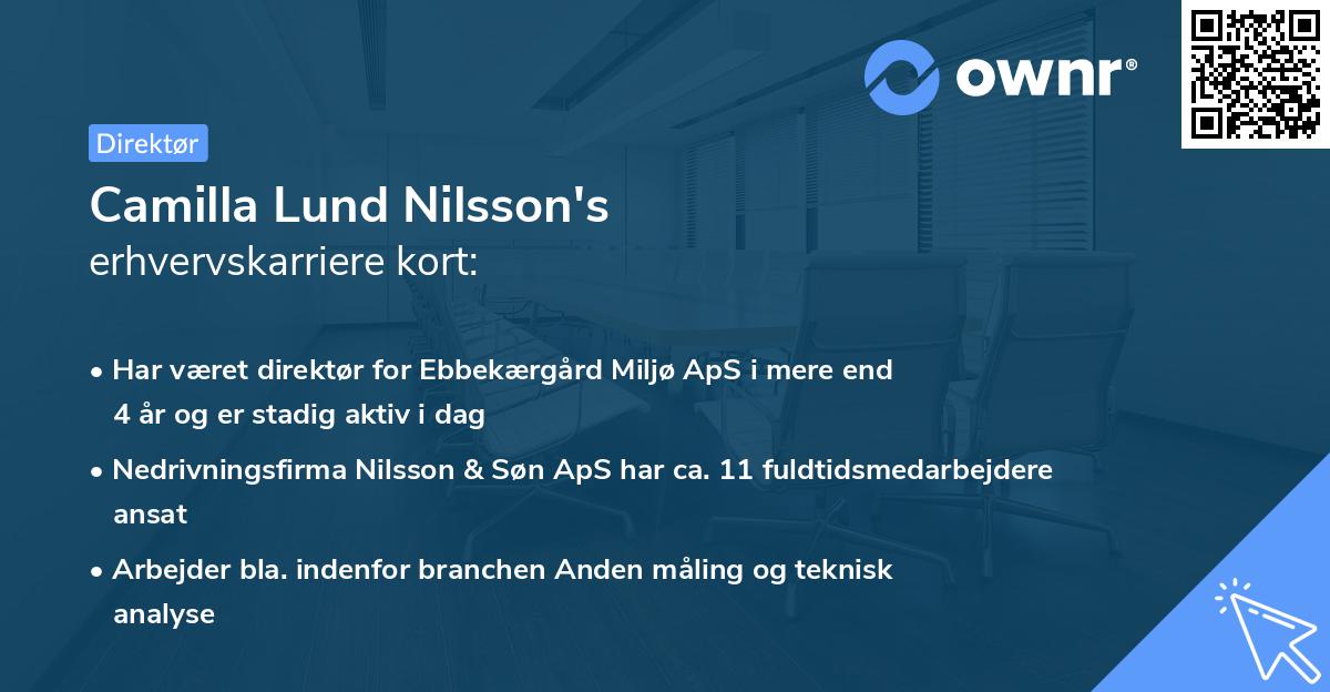 Camilla Lund Nilsson's erhvervskarriere kort