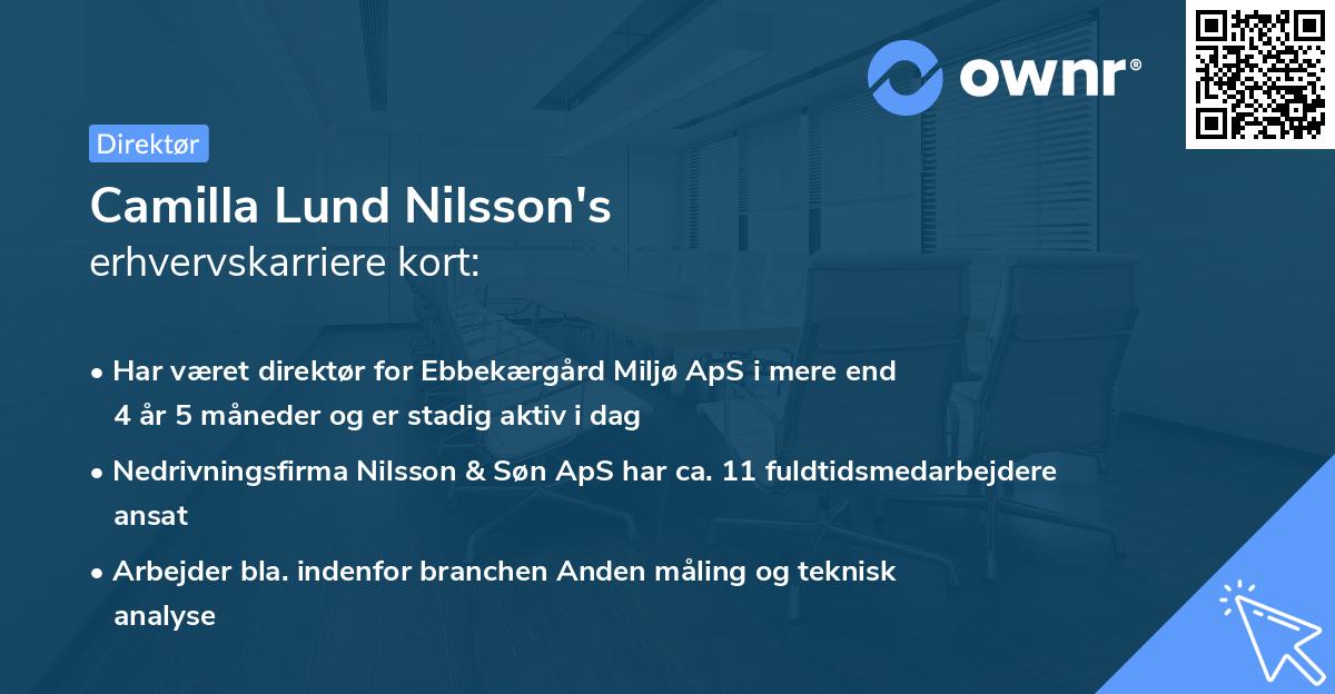 Camilla Lund Nilsson's erhvervskarriere kort