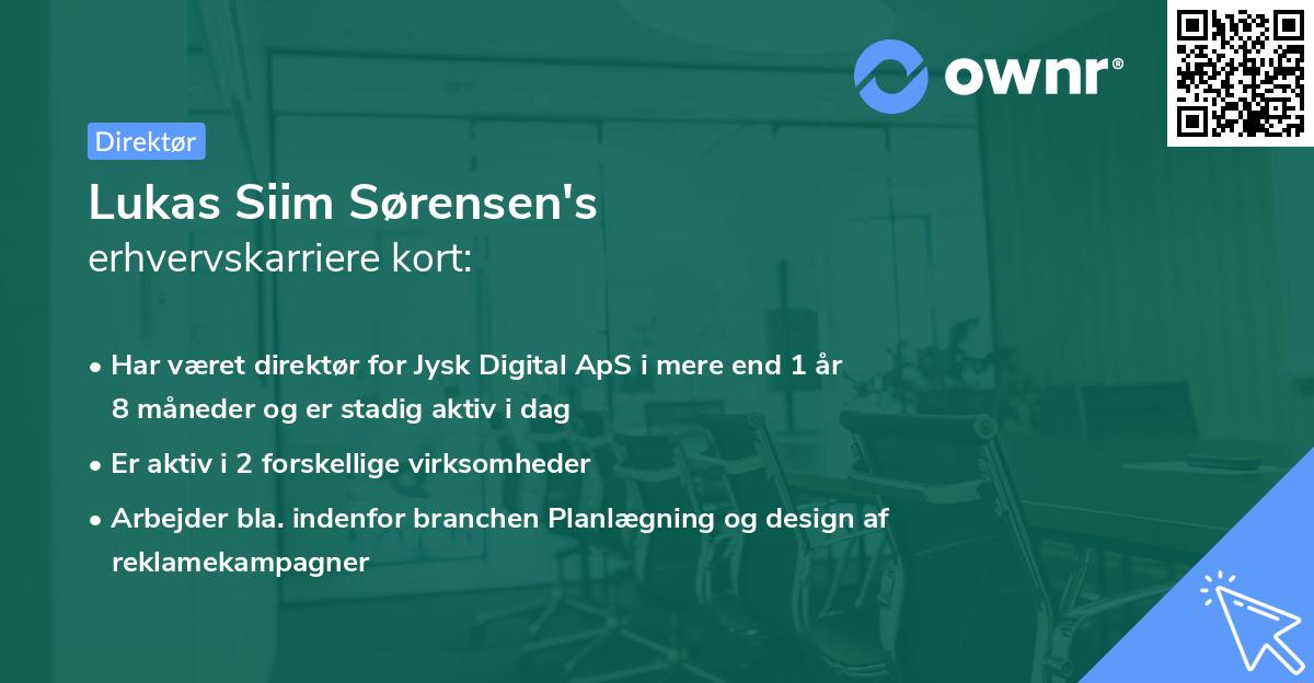 Lukas Siim Sørensen's erhvervskarriere kort