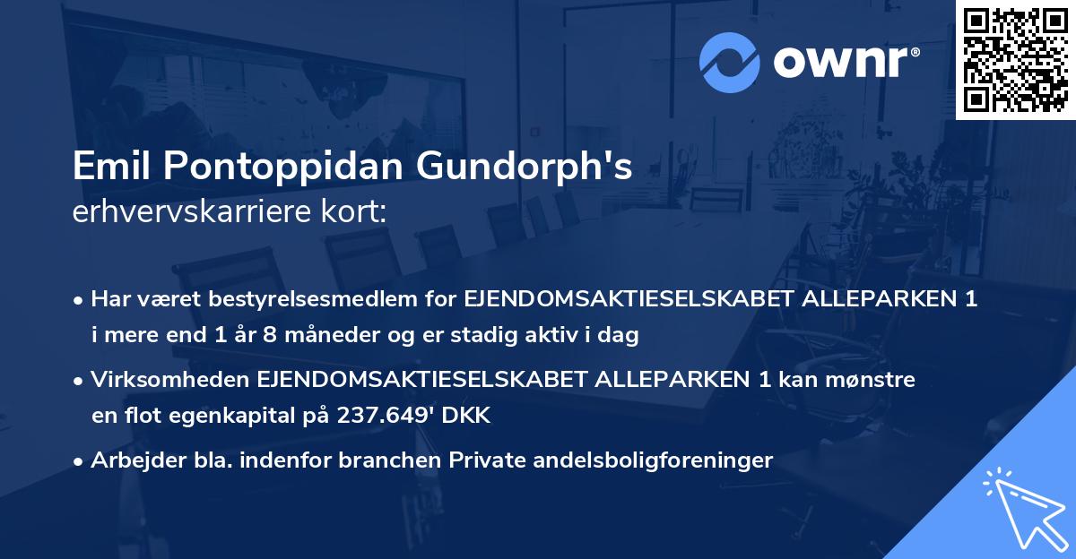 Emil Pontoppidan Gundorph's erhvervskarriere kort
