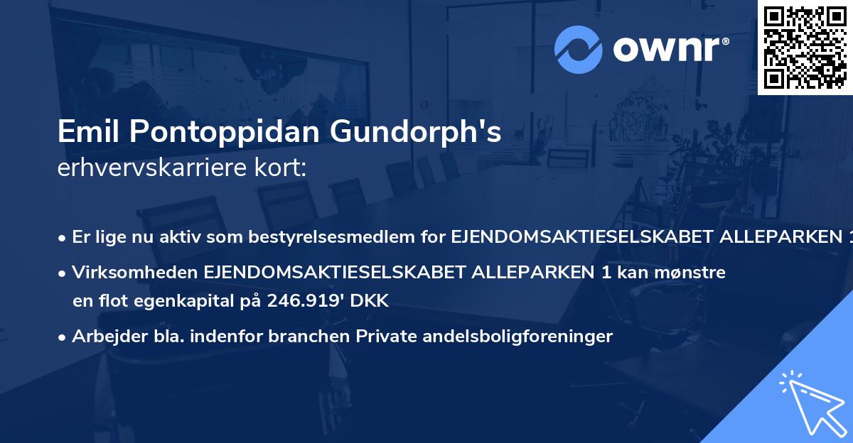 Emil Pontoppidan Gundorph's erhvervskarriere kort