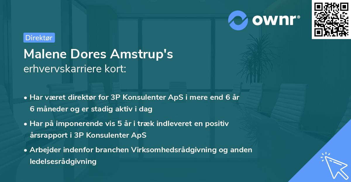 Malene Dores Amstrup's erhvervskarriere kort