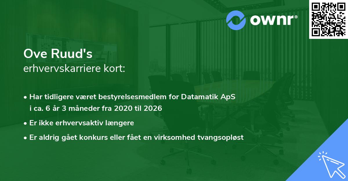 Ove Ruud's erhvervskarriere kort