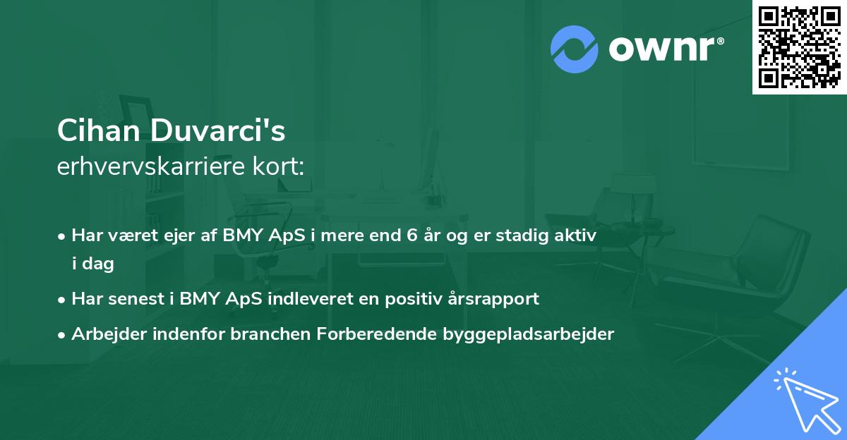 Cihan Duvarci's erhvervskarriere kort