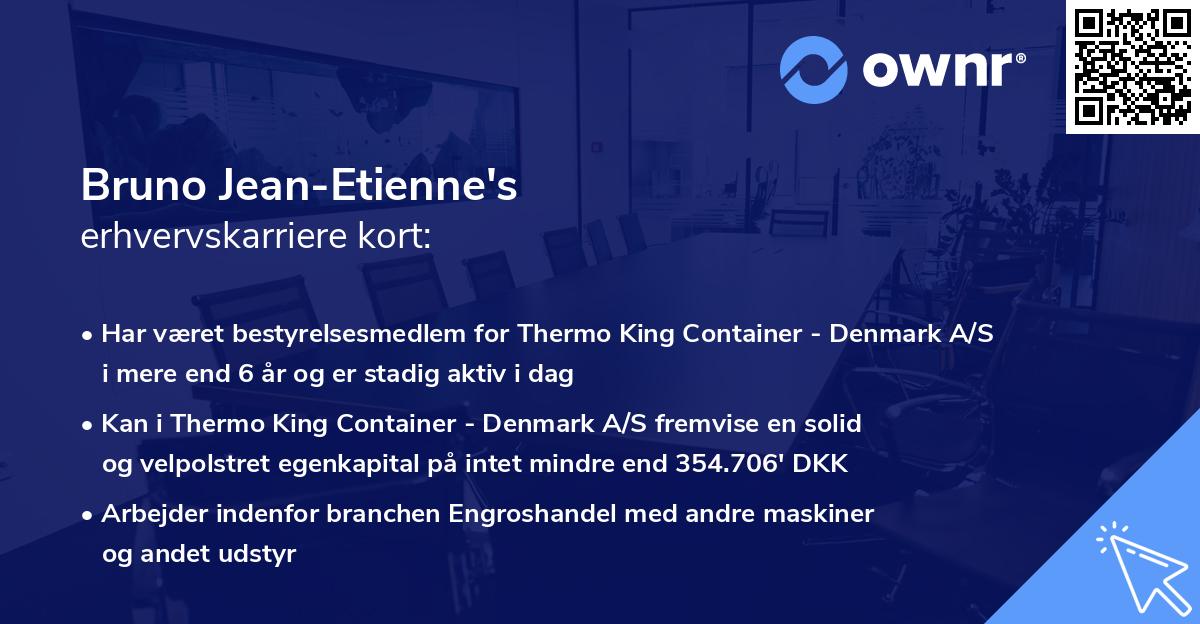 Bruno Jean-Etienne's erhvervskarriere kort
