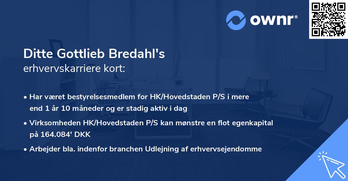 Ditte Gottlieb Bredahl's erhvervskarriere kort