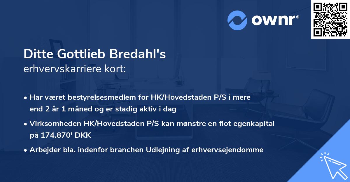 Ditte Gottlieb Bredahl's erhvervskarriere kort