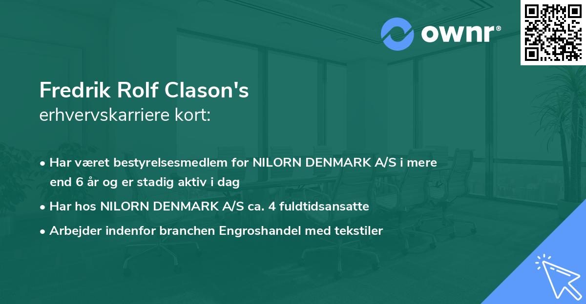 Fredrik Rolf Clason's erhvervskarriere kort