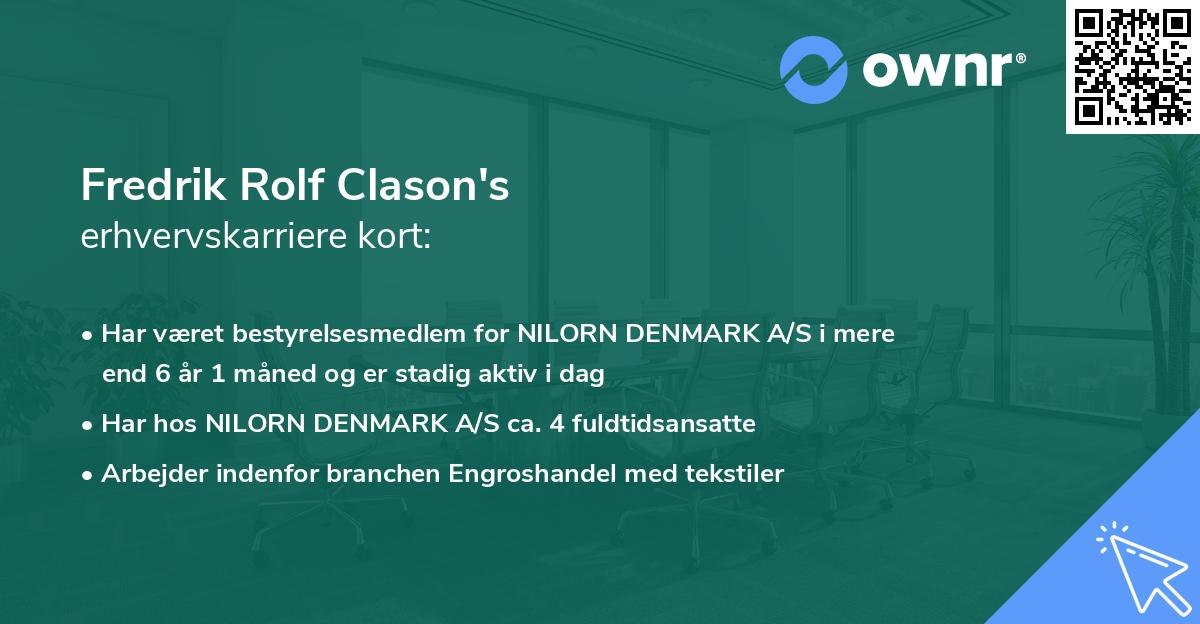 Fredrik Rolf Clason's erhvervskarriere kort