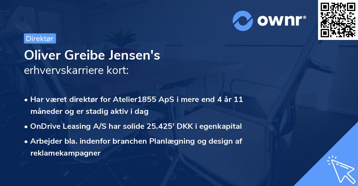 Oliver Greibe Jensen's erhvervskarriere kort