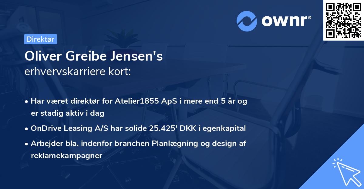 Oliver Greibe Jensen's erhvervskarriere kort