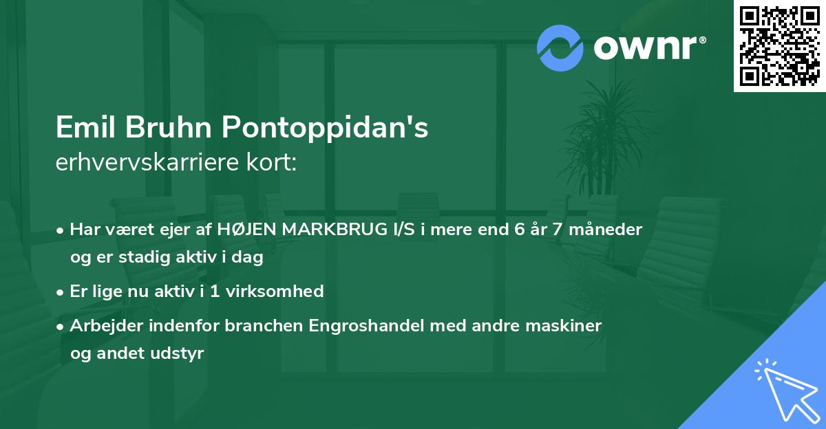 Emil Bruhn Pontoppidan's erhvervskarriere kort
