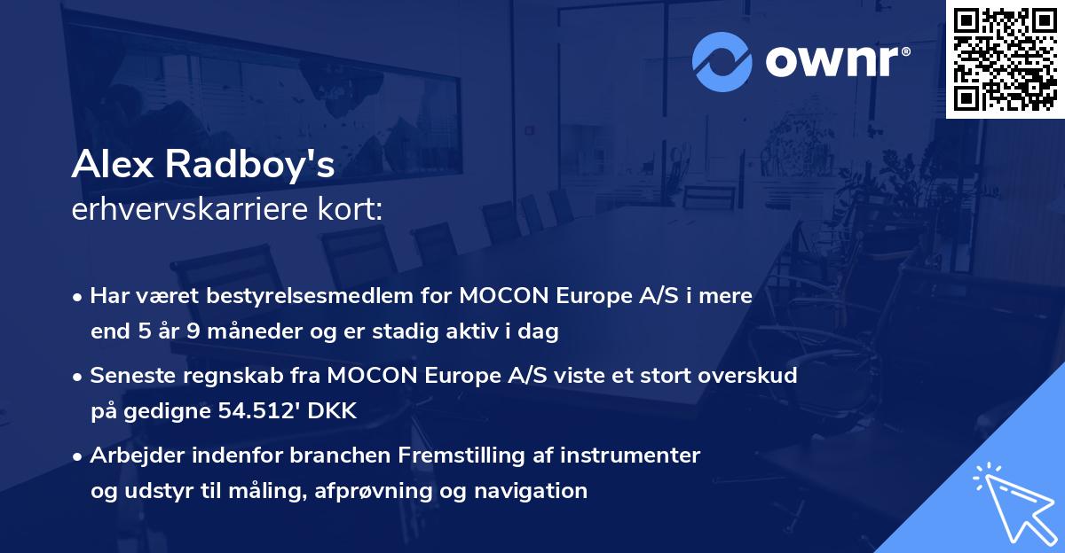 Alex Radboy's erhvervskarriere kort