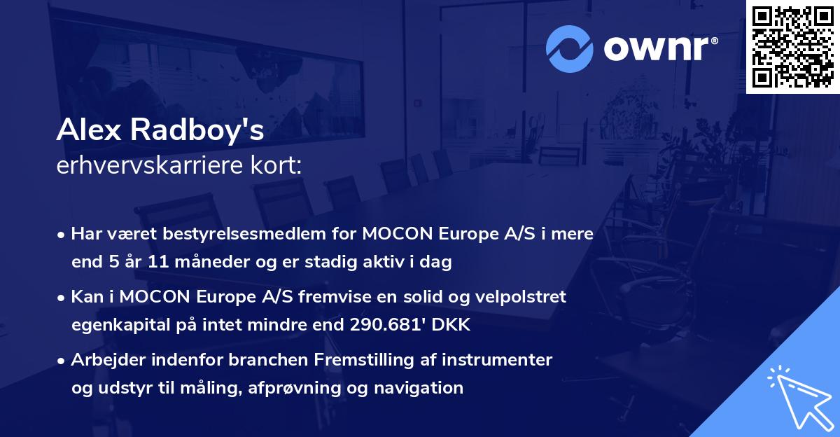 Alex Radboy's erhvervskarriere kort